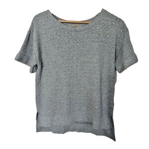 Michael Kors Womens Short Sleeve Top Grey Size Small Silver Embellish Cuff